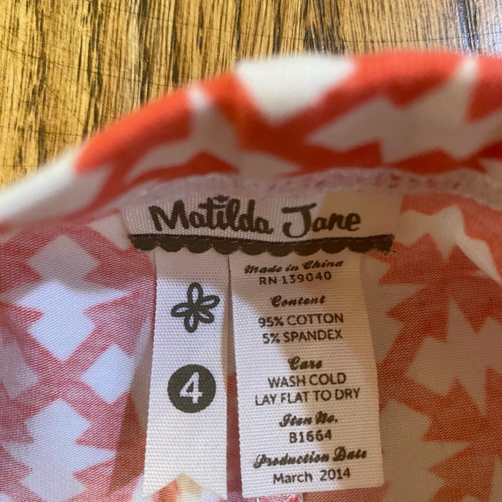 Matilda Jane Orange and White Patterned Pants - Picture 4 of 4